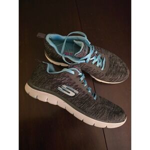 Skechers Dual-Lite Air-Cooled Memory Foam Sneakers Gray Blue 12753 BKLB Womens 9